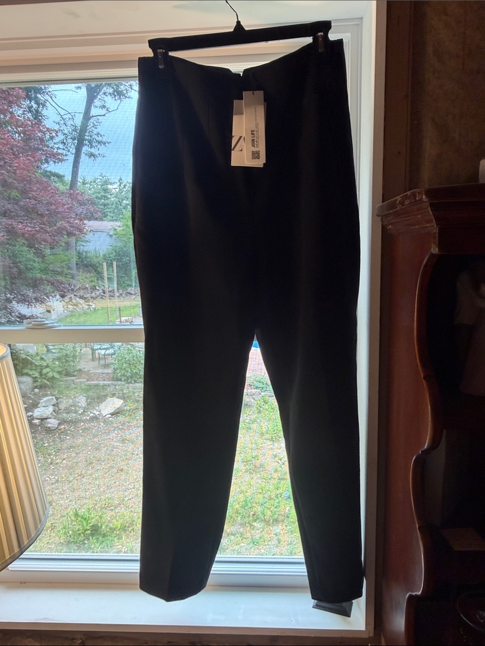 Zara Black High-Waist Tapered Pants Sz L